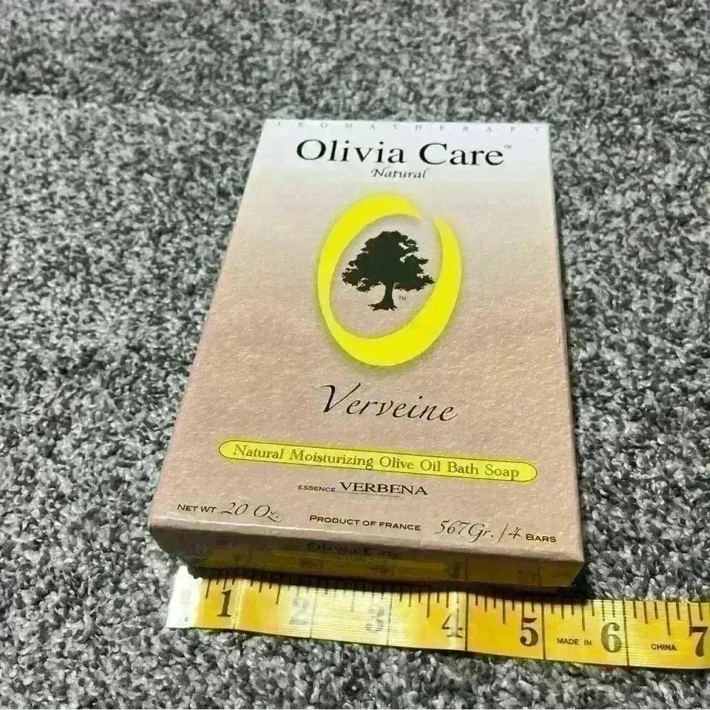 Olivia Care Bath and Body Bar Verbena Soap 4 Pack Gift Box Organic, Vegan & NIB